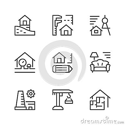 Set line icons of architectural Vector Illustration