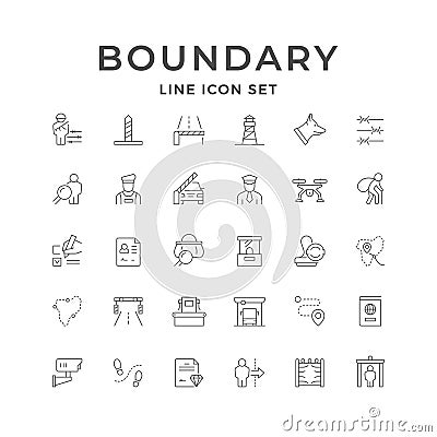 Set line icons of boundary Vector Illustration