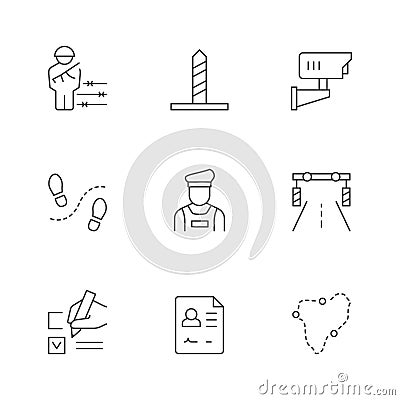 Set line icons of boundary Vector Illustration