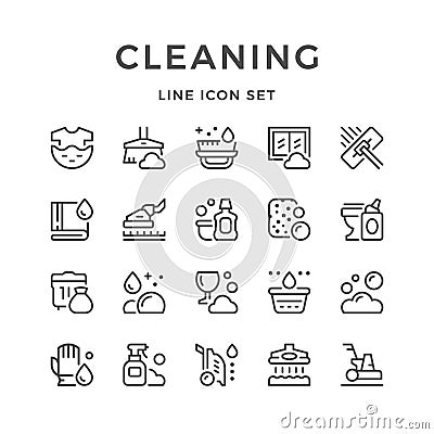 Set line icons of cleaning Vector Illustration