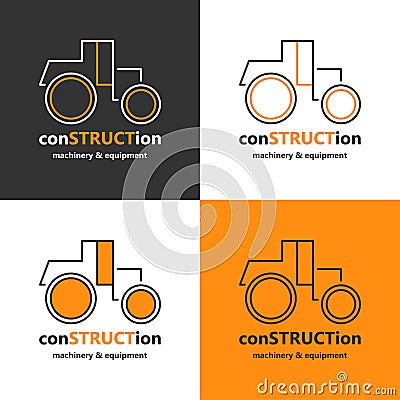 Set line icons construction machinery vector illustration Vector Illustration