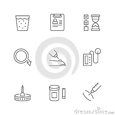 Set line icons of diabetes Vector Illustration