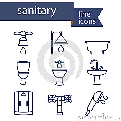 Set of line icons for DIY, sanitary engineering Vector Illustration