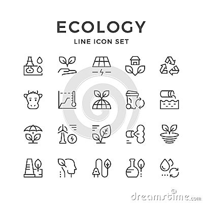 Set line icons of ecology Vector Illustration