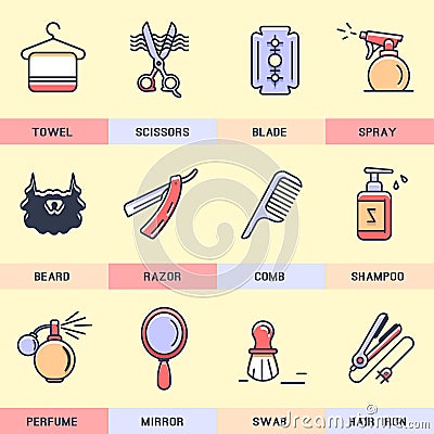 Set of line icons in the flat style. Vector Illustration