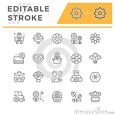 Set line icons of flower Vector Illustration