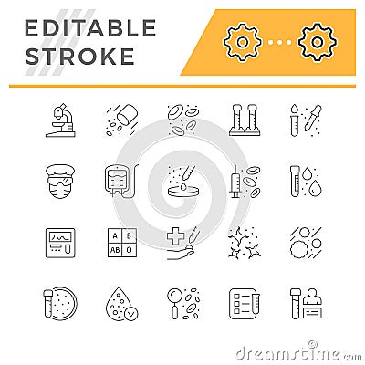 Set line icons of hematology Vector Illustration