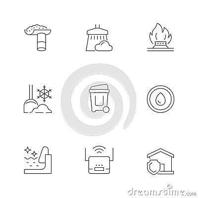 Set line icons of house service Vector Illustration