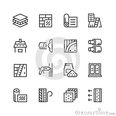 Set line icons of insulation Vector Illustration