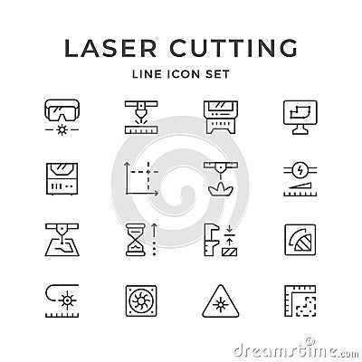 Set line icons of laser cutting Vector Illustration