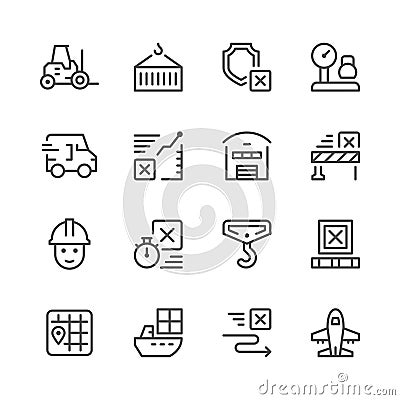 Set line icons of logistics Vector Illustration