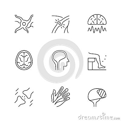 Set line icons of neurology Vector Illustration