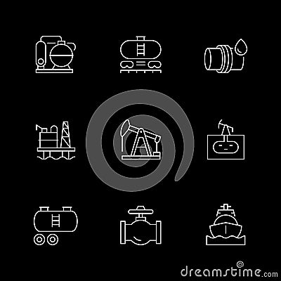 Set line icons of oil industry Vector Illustration