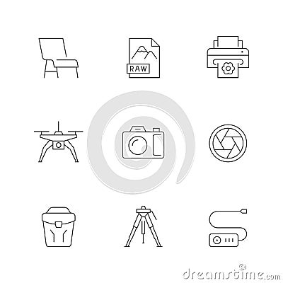 Set line icons of photo Vector Illustration