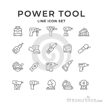 Set line icons of power tool Vector Illustration