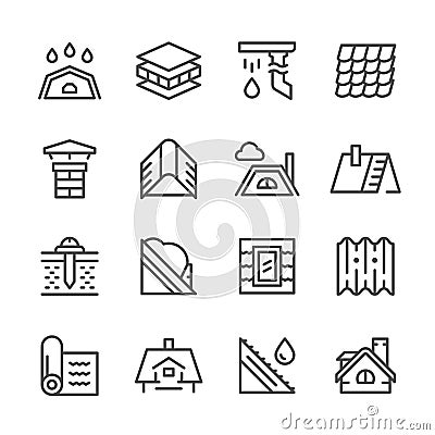 Set line icons of roof Vector Illustration