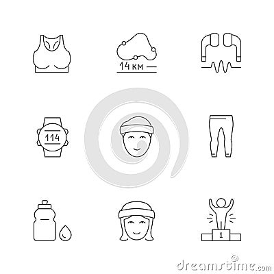 Set line icons of running Vector Illustration