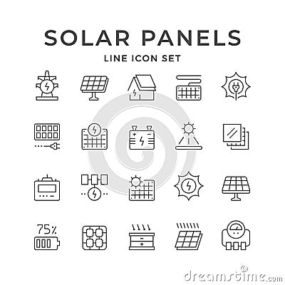 Set line icons of solar panels Vector Illustration