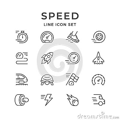 Set line icons of speed Vector Illustration