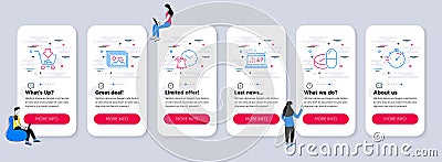 Set of line icons, such as Alarm clock, Shopping, Image gallery. Vector Vector Illustration