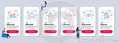 Set of line icons, such as Mail, Love message, Package location. Vector Vector Illustration