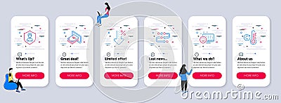 Set of line icons, such as Smile, Low percent, Methodology. Vector Vector Illustration