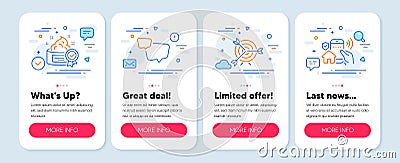 Set of line icons, such as Speech bubble, Cream, Target symbols. House security line icons. Vector Vector Illustration
