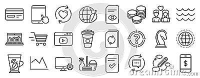 Set of line icons, such as Tips, Delivery shopping, Checked file. Vector Vector Illustration