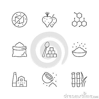 Set line icons of sugar Vector Illustration