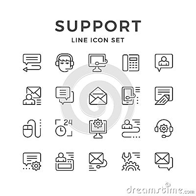 Set line icons of support Vector Illustration