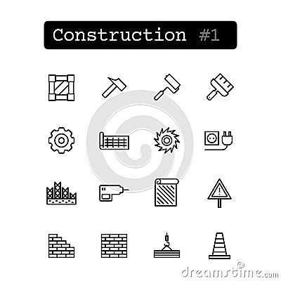 Set line icons. Vector. Construction, Building Vector Illustration