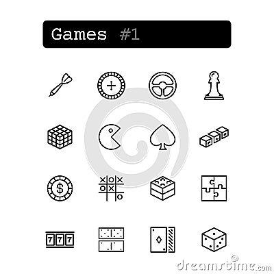 Set line icons. Vector. Leisure, game Vector Illustration