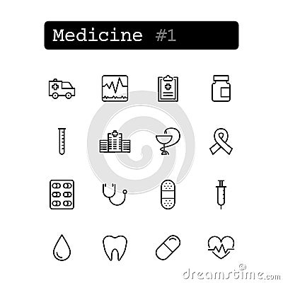 Set line icons. Vector. Medicine Vector Illustration