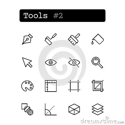 Set line icons. Vector. Tools editor Vector Illustration