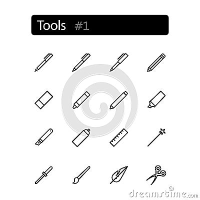 Set line icons. Vector. Tools editor Vector Illustration