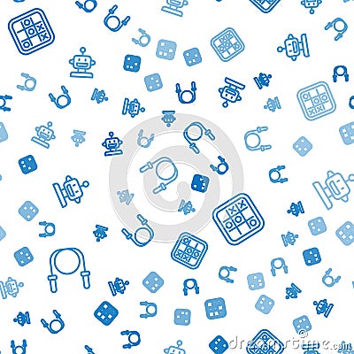 Set line Jump rope, Tic tac toe game and Robot toy on seamless pattern. Vector Stock Photo