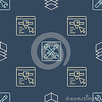 Set line Layers, 3D printer setting and on seamless pattern. Vector Stock Photo