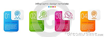 Set line Location and mail and e-mail, Mail and e-mail in hand, Telephone with speech bubble chat. Business infographic Vector Illustration