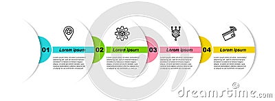 Set line Location with star, Product development, Algorithm and Contactless payment. Business infographic template Vector Illustration