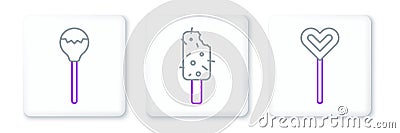 Set line Lollipop, and Ice cream icon. Vector Vector Illustration