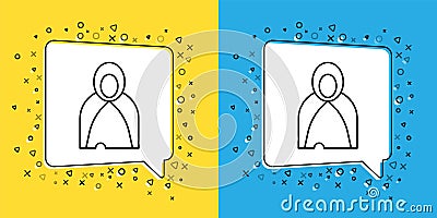 Set line Mantle, cloak, cape icon isolated on yellow and blue background. Magic cloak of mage, wizard and witch for Vector Illustration