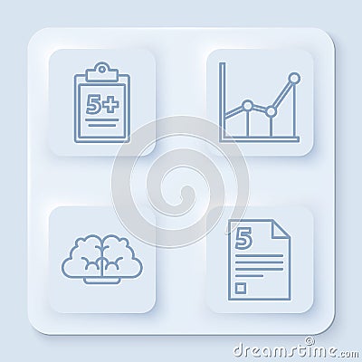 Set line Mathematics function sine, Sigma symbol, Graph, schedule, chart, diagram and Infinity. White square button Vector Illustration