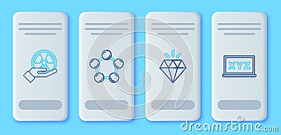 Set line Molecule, Diamond, Radioactive and XYZ Coordinate system icon. Vector Vector Illustration