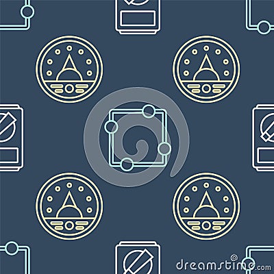 Set line Multimeter, Ampere meter, multimeter, voltmeter and Electric circuit scheme on seamless pattern. Vector Vector Illustration