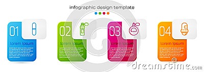 Set line Nail file, Perfume, and Antiperspirant deodorant roll. Business infographic template. Vector Vector Illustration