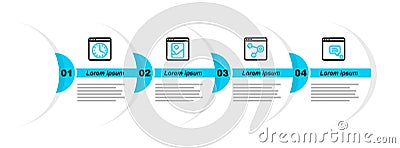 Set line New chat messages notification, Browser window, Photo retouching and icon. Vector Vector Illustration