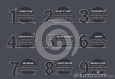 Linear Numbers with Place for your Text Vector Illustration
