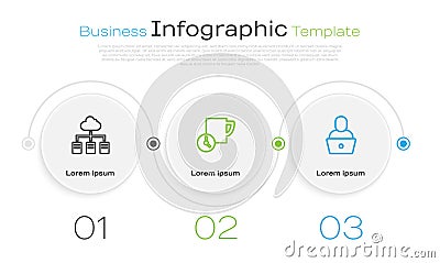 Set line Online working, Time management and Freelancer. Business infographic template. Vector Vector Illustration