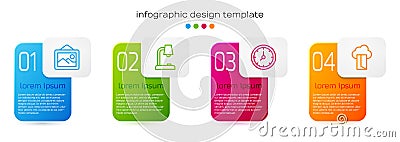 Set line Picture landscape, Table lamp, Clock and Cloud database. Business infographic template. Vector Vector Illustration