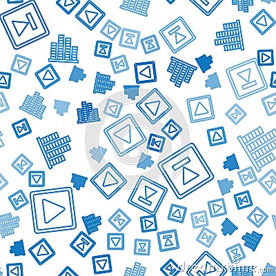 Set line Play in square, Fast forward and Music equalizer on seamless pattern. Vector Vector Illustration